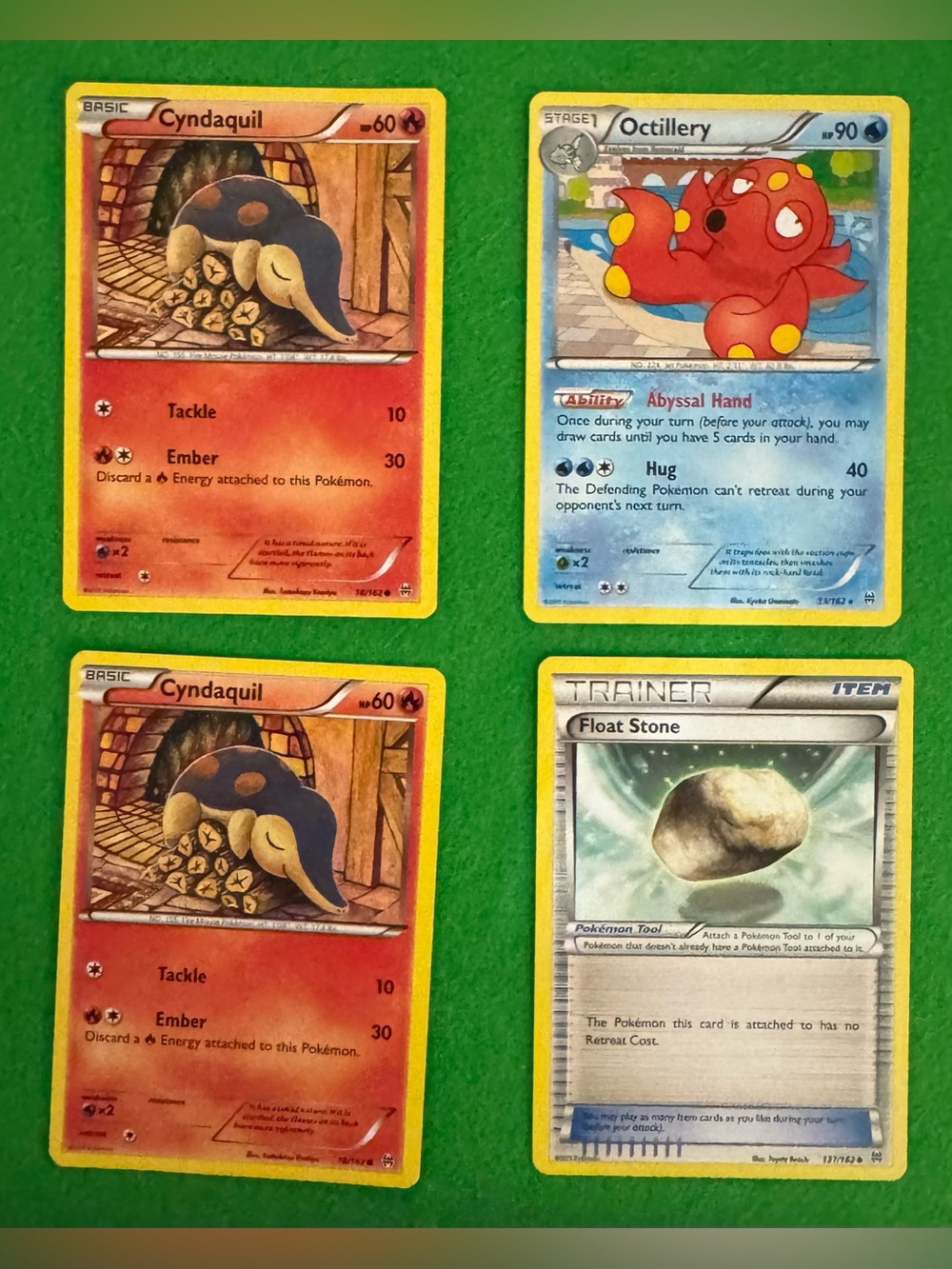 Pokémon TCG 4 Card Lot Cyndaquil x2 Octillery Float Stone